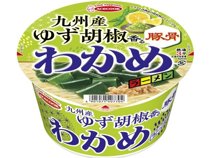 エース わかめラーメン九州産ゆず胡椒香る豚骨  ×12【全国送料込】(沖縄・離島除く)画像