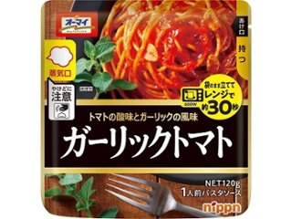 オーマイ レンジでガーリックトマト １２０ｇ ×12 【送料込】(沖縄・離島は別途)の画像