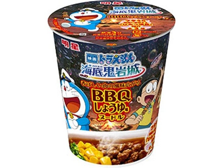 明星 映画ドラえもん ＢＢＱしょうゆ味ヌードル  ×12 【全国送料無料】(一部地域別途)画像