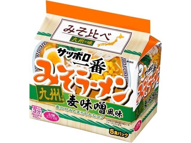 サッポロ一番 みそラーメン 九州の味麦味噌風味  ×18 【全国送料無料】(一部地域別途)画像