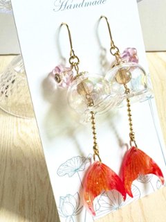 金魚の風鈴ピアス (イヤリング変更可能)orange画像