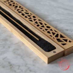 お香立て 竹製｜透かし彫りの木製お香ケース画像