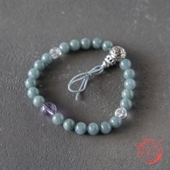 【前向き・潜在能力】お守りブレスレット「甘露」グアテマラ産青翡翠 スーパーセブン シルバー925の画像