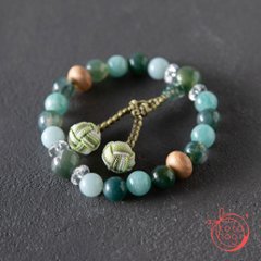 開運ブレスレット「若草」アマゾナイト ガーデンクォーツ 苔瑪瑙 桐【午年】【2026年開運】の画像