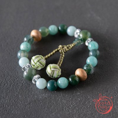 開運ブレスレット「若草」アマゾナイト ガーデンクォーツ 苔瑪瑙 桐【午年】【2026年開運】の画像