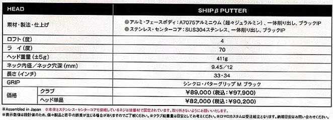 RomaRo　SHIP β PUTTER画像