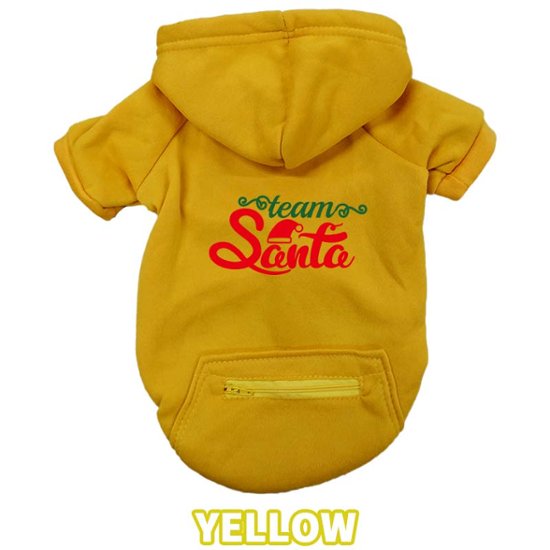 クリスマス柄 【TEAM SANTA】 犬用パーカー スウェットパーカー ジップポケット付き犬服 超小型犬〜大型犬 お好きな犬服やTシャツ等にもプリント出来ます画像