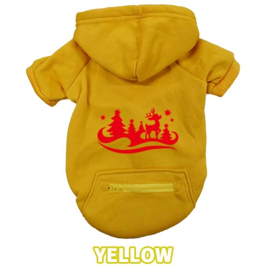 クリスマス柄 【CHRISTMAS TREE】 犬用パーカー スウェットパーカー ジップポケット付き犬服 超小型犬〜大型犬 お好きな犬服やTシャツ等にもプリント出来ます画像