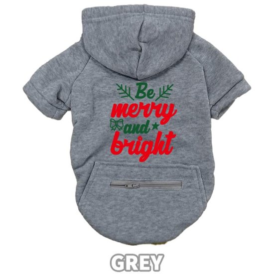 クリスマス柄 【BE MERRY AND BRIGHT】 犬用パーカー スウェットパーカー ジップポケット付き犬服 超小型犬〜大型犬 お好きな犬服やTシャツ等にもプリント出来ます画像