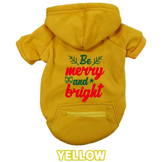 クリスマス柄 【BE MERRY AND BRIGHT】 犬用パーカー スウェットパーカー ジップポケット付き犬服 超小型犬〜大型犬 お好きな犬服やTシャツ等にもプリント出来ます画像