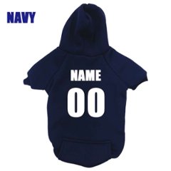 愛犬の名入れが出来る　背番号タイプ　ポケット付き裏起毛ヨットパーカー 超小型犬〜中型犬 M~2XL プリントカラーは10色　ユニフォーム風 犬服　ドッグウェア名前入れ画像