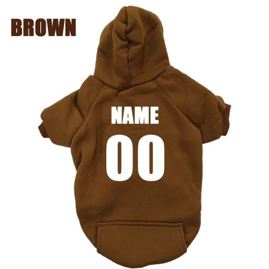  愛犬の名入れが出来る　背番号タイプ　ポケット付き裏起毛ヨットパーカー 超小型犬〜中型犬 M~2XL プリントカラーは10色　ユニフォーム風 犬服　ドッグウェア名前入れ画像