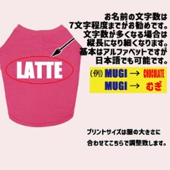 愛犬の名入れが出来る ローマ字アルファベット横書きタイプ ブルドッグ パグ フレンチブル用 Tシャツ 名前入り犬服  小型犬〜中型犬 プリントカラーは10色　お名前だけで作れます画像