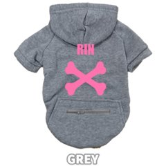 愛犬の名入れが出来る犬服 骨柄デザイン ZIPポケット付きパーカー 超小型犬～大型犬 名前入り犬服 お好きな犬服やTシャツ等にもプリント出来ます画像