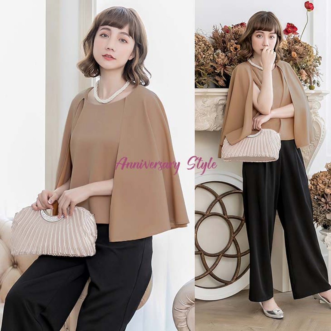 H01488）nala ナラ ドレスパンツ 黒 2022 キュロット ガウチョ （即納 