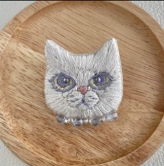 ハンドメイド猫さん刺繍アクセサリー画像