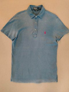 ポロ ラルフローレン Polo Ralph Lauren インディゴ染め ポロシャツ 半袖 シャツ（USED品）の画像