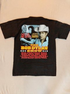 ボブ・ディラン Bob Dylan Tシャツ ブラック 2009 ウィリー・ネルソン ジョン・メレンキャンプ（USED品）の画像