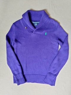 ラルフローレン Ralph Lauren ウィメンズ パープル ショールカラー ニット セーター（USED品）の画像