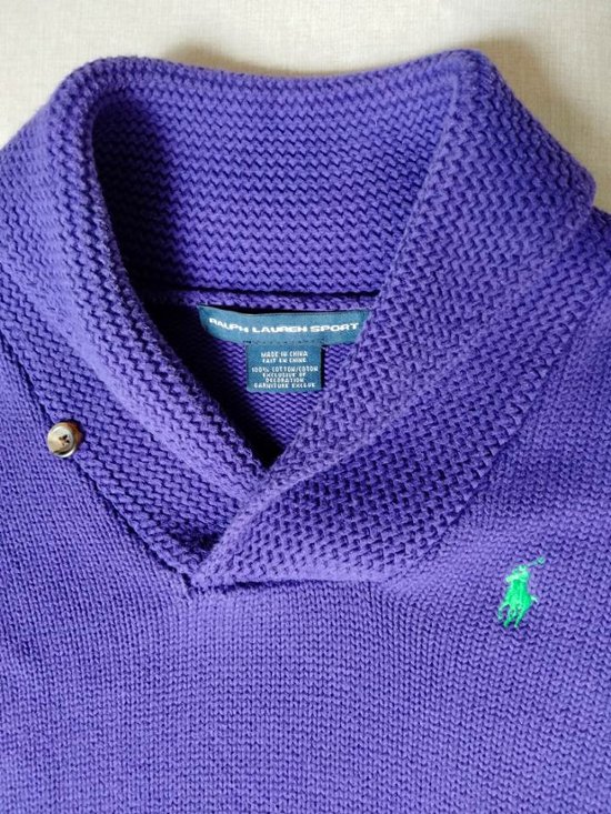 ラルフローレン Ralph Lauren ウィメンズ パープル ショールカラー ニット セーター（USED品）画像