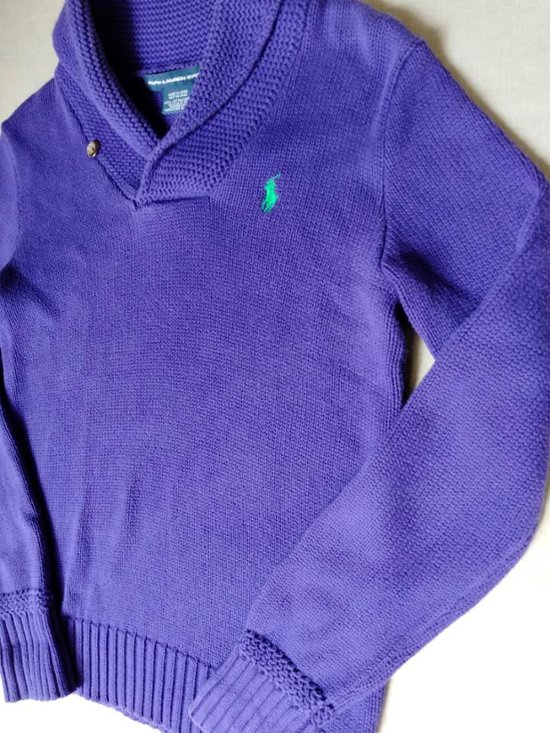 ラルフローレン Ralph Lauren ウィメンズ パープル ショールカラー ニット セーター（USED品）画像