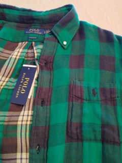 ポロ ラルフローレン ボタンダウンシャツ グリーン ネルシャツ画像