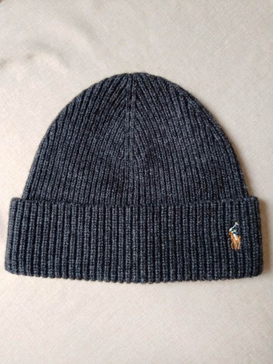 ポロ ラルフローレン ニットキャップ チャコール グレー画像
