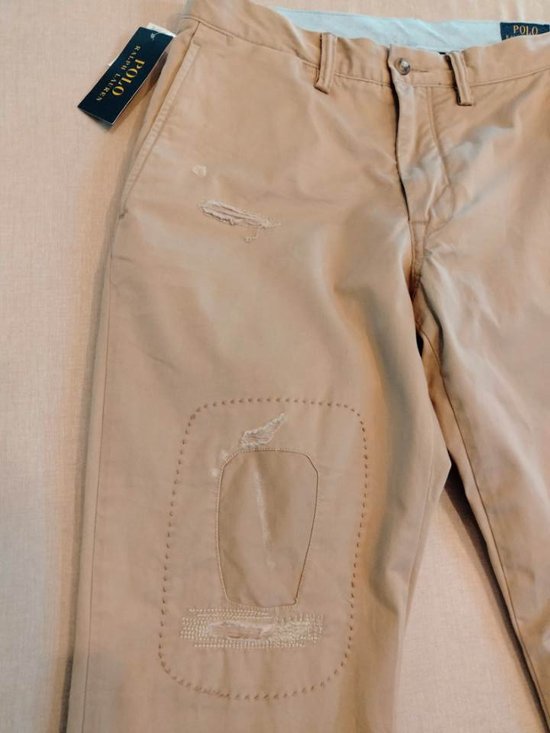 ポロ ラルフローレン チノパン ダメージ・リペア加工画像