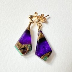 「風にのって」カイトシェイプのイヤリング/ピアス　ブルーパープルコッパー 14kgf画像