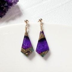 「風にのって」カイトシェイプのイヤリング/ピアス　ブルーパープルコッパー 14kgfの画像