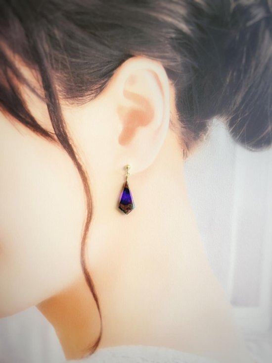 「風にのって」カイトシェイプのイヤリング/ピアス　ブルーパープルコッパー 14kgf画像