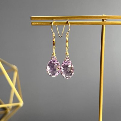 「紫の螺旋階段」アメジストのイヤリング/ピアス　14kgfの画像