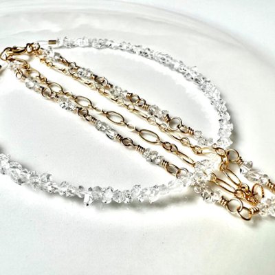 極小ハーキマークォーツの3連ブレスレット_14kgfの画像