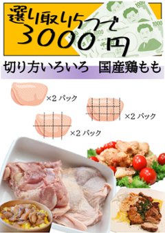 選り取り5つで3500円対象商品　切り方いろいろ国産鶏ももの画像