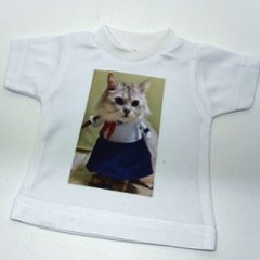 ミニＴシャツ白　写真プリント　オリジナルペットグッズ　昇華転写カラープリント　※飾り用です画像