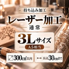 レーザー加工　持ち込み素材　通常彫刻　３Ｌサイズ　300㎠以内　長辺30cm迄の画像