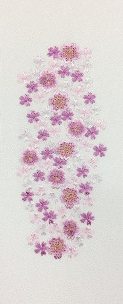 刺繍［白］ちらし桜柄半衿画像