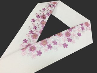 刺繍［白］ちらし桜柄半衿画像