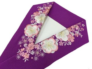 刺繍［紫・ピンク］大輪桜柄半衿画像