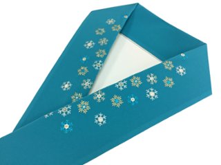 刺繍［ターコイズブルー・金］雪・氷結晶柄半衿画像