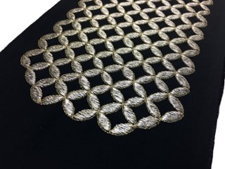 刺繍［黒・金］七宝つなぎ柄半衿画像