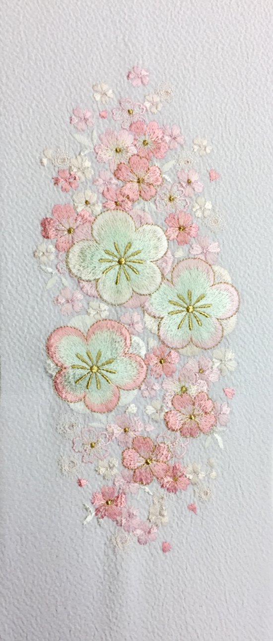 刺繍［白］大輪桜柄半衿画像