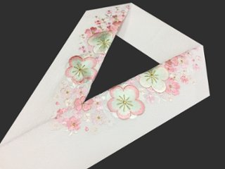 刺繍［白］大輪桜柄半衿画像