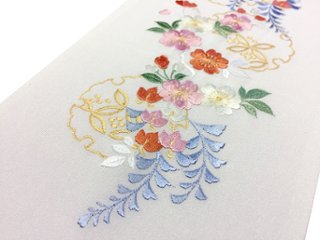 刺繍［淡い紫］雪輪桐桜柄半衿画像