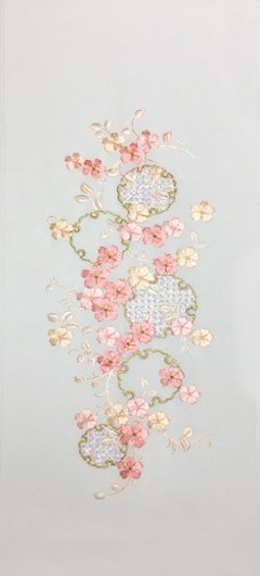 刺繍［白・パール］雪輪桜柄半衿画像