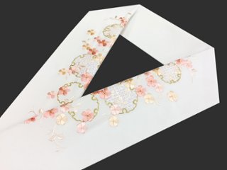 刺繍［白・パール］雪輪桜柄半衿の画像