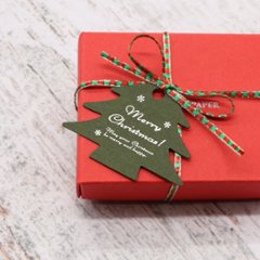 ツリー型クリスマスタグ（オリーブ）10枚セットの画像