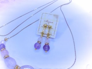 ラベンダーアメジスト＆ローズクオーツネックレスとイヤリングのセット画像
