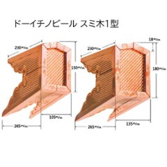 ドーイチノビール 銅製 スミ木1型 高さ伸縮寸法150×180mm 幅伸縮寸法105×135ｍｍ 奥行上230mm 下265mm 1個の画像