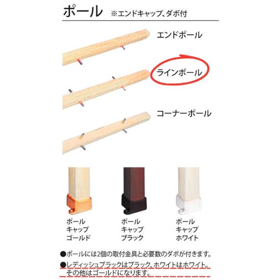 木製パネル ラインポール 2本入 40x40x2600mm 無塗装画像